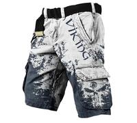 MYZTTZR Vikingo Hombres Verano Pantalones Cortos Mitología Nórdica 3D Tatuaje Estampado Retro Moda Tendencia Mujeres Pantalones de Chándal Valhalla Regalo,Viking Vintage Blue,5XL