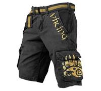 MYZTTZR Vikingo Verano Pantalones Cortos para Hombres Estampado 3D Mitología Nórdica Tatuaje Al Aire Libre Pantalones de Playa Pantalones de Trabajo Valhalla Medieval,Bear Warrior,L
