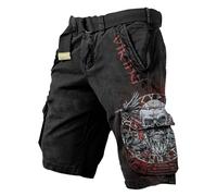 MYZTTZR Vikingo Verano Pantalones Cortos para Hombres Estampado 3D Mitología Nórdica Tatuaje Al Aire Libre Pantalones de Playa Pantalones de Trabajo Valhalla Medieval,Mediaeval,5XL