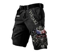 MYZTTZR Vikingo Verano Pantalones Cortos para Hombres Estampado 3D Mitología Nórdica Tatuaje Al Aire Libre Pantalones de Playa Pantalones de Trabajo Valhalla Medieval,Valhalla,3XL