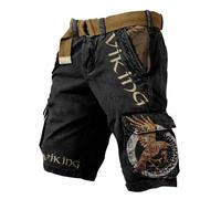 MYZTTZR Vikingo Verano Pantalones Cortos para Hombres Estampado 3D Mitología Nórdica Tatuaje Al Aire Libre Pantalones de Playa Pantalones de Trabajo Valhalla Medieval,Norse Runes,XXL