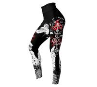 MYZTTZR Yggdrasil legging,M, Mujeres Vikingo Camisetas sin Mangas Mallas Calavera Yoga Conjuntos Impresión 3D Mitología Nórdica Poliésteres Entrenamiento Activewear