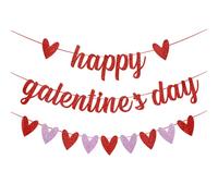 MZ.ogm Pancarta del día de Galentine, Guirnalda de Fieltro con corazón Rojo, Decoraciones del día de Galentines, Carteles de Citas de San Valentín, Suministros para Fiestas