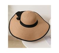 (MZ036-E-Talla única) 1 sombrero de paja con lazo grande de moda para mujer, ideal para vacaciones de verano en