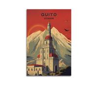 MZAOWNC Póster de viaje vintage de Quito Ecuador, pintura sobre lienzo, impresión de pergamino, para sala de estar, decoración de hogares, 40 x 60 cm