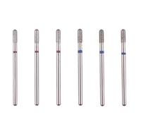 MZCMSL 6 brocas cilíndricas para cutículas, brocas de uñas de diamante profesional de seguridad con funda, broca de cutícula rusa de vástago 3/32 (fino + mediano)