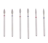 MZCMSL 6 brocas para cutículas de diamante en forma de llama, broca de manicura profesional para preparación de uñas, broca de vástago 3/32