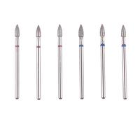 MZCMSL Juego de 6 brocas de cutícula de cono con funda, broca de uñas Pro Diamond para manicura rusa, juego de brocas de archivo de vástago 3/32 (fino + mediano)