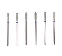MZCMSL Juego de brocas de cutícula cilíndrica, 6 brocas de manicura rusa con parte superior redonda, 3/32 vástago efile Bit (mediano)