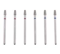 MZCMSL Juego de brocas de cutícula de barril cónico con funda, 6 brocas de diamante profesionales para preparación de uñas, broca de archivo de vástago 3/32 (fino + mediano)