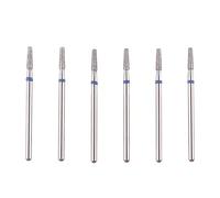 MZCMSL Juego de brocas de cutícula de barril cónico con funda, 6 brocas de uñas profesionales de diamante para preparación de uñas, herramienta de uñas eléctrica de vástago 3/32 (tamaño mediano)