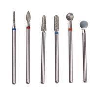 MZCMSL Juego de brocas para cutículas rusas con estuche, 6 brocas para eliminar cutículas (aguja, bola, llama, cilindro, cónica), broca de diamante para clavo