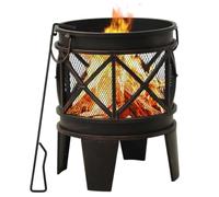 mzdioop Chimenea rústica de acero con atizador, diámetro de 42 x 54 cm, para jardín, terraza, decoración y calor, horno resistente a la intemperie con rejilla de seguridad, ideal para exteriores