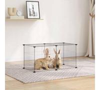 mzdioop Jaula para mascotas negra de 35 x 35 cm de acero con construcción modular para conejos, cobayas, hámster, ratón, rata, chinchilla, degu, vivienda segura, rueda libre, pajarera para roedores