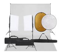 mzdioop Kit de estudio fotográfico con iluminación, fondo, reflector y accesorios para estudio y grabación en ubicación, ideal para fotografía de productos, retratos, creación de contenido y grabación