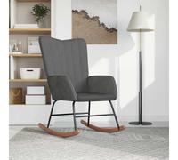 mzdioop Mecedora de terciopelo gris oscuro con patines de madera para salón, terraza y habitación de los niños, sillón relax con reposabrazos, silla basculante estable y reclinable para relajarse