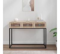 mzdioop Mesa consola de 105 x 30 x 75 cm, madera y hierro, con 3 cajones, mesa auxiliar para salón, dormitorio, pasillo, estante estable y amplio espacio de almacenamiento, estilo escandinavo