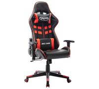 mzdioop Silla de gaming, color negro y rojo, piel sintética, altura ajustable, silla de oficina ergonómica con reposabrazos, soporte lumbar, función basculante para estudio y habitación juvenil