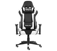 mzdioop Silla de gaming giratoria blanca PVC silla de oficina ergonómica con altura regulable y reposabrazos para estudio y habitación juvenil, cómoda silla de juego con soporte para la cabeza y la