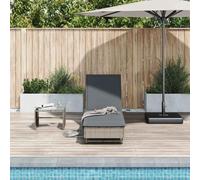 mzdioop Tumbona con ruedas y cojín gris de poliratán, respaldo ajustable, resistente a la intemperie, plegable, con cojín para balcón, terraza, piscina y relajación al aire libre