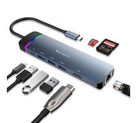 MZHOU Adaptador USB HUB, USB C 8 en 1 a Tipo C 8 Port a HDMI 4K SD TF Card Tipo C Hembra PD 3.0 RJ45 Compatible con MacBook Pro/Air,PC,Steam Deck, Surface Pro 9 8 y más Dispositivos Tipo C.…