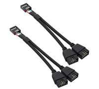 MZHOU Cable de extensión USB 2.0 9 Pines a USB Placa Base para NZXT, Ventiladores y RGB |16cm Trenzado de Nailon - 2 Piezas
