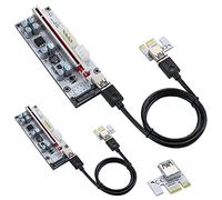 MZHOU Carte de Montage PCI-e,Adaptateur VER010-X 1X Vers 16X Avec Extension Graphique LED Carte Adaptateur de Montage Minier Ethereum Eth Avec Câble D'extension USB 3.0 de 0,6 m (2 Pièces)