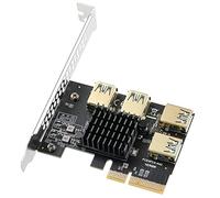 MZHOU Carte d'extension PCIe 1 Vers 4 PCI Express - Carte d'extension PCIE 4X à 16X - Convertisseur USB 3.0 1 à 4 PCI-E - Carte GPU Ethereum Bitcoin Mining (Pas de signaux USB)