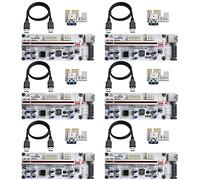 MZHOU PCIe Riser 1X a 16X Riser Card - Riser VER010-X con Cable de Extensión USB de 60cm - GPU Riser 3 Opciones de Energía GPU Crypto Currency Bitcoin Mining (6 Pack)