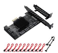 MZHOU Tarjeta de expansión PCIe SATA de 10 Puertos,Tarjeta Controladora PCI-E x1 a SATA3.0 6Gbps, Arranque como Disco del Sistema,Adaptadora de Disco Duro para Windows, Linux, NAS