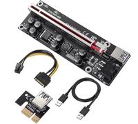 MZHOU Tarjeta Riser PCI-E 1X a 16X con Cable de extensión USB 3.0 de 0,6 Metros y Cable de alimentación SATA de 6 Pines - GPU Extender Riser Card - para Bitcoin Litecoin Ethereum Mining (VER009S-PLUS