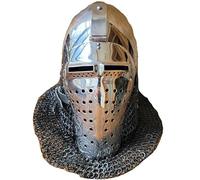 MZICXV Casco medieval de bascinet - Acero inoxidable AS con visera de rejilla cortada a láser - Casco de caballero usable for recreación histórica y LARP