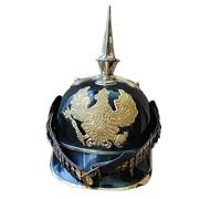 MZICXV Casco Pickelhaube prusiano alemán de la Primera Guerra Mundial: réplica histórica del casco de cuero con pinchos del ejército for exhibición y exhibición