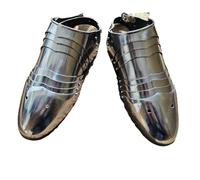 MZICXV Escarpes de acero con placas góticas medievales europeas - Zapatos de armadura de caballero semi-cubrientes y usables - Talla única for recreación histórica y LARP (par)(Stainless steel tip)