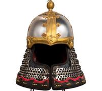 MZICXV Guard Mingguang Style Bohai Helmet | Hand-Engraved Silver-Plated Armor | Wearable Historical Replica for Reenactment &(A)