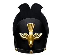 MZICXV Handmade Dynasty Heguan Hat | 's Cap with Plume | Wuguan Historical Costume Accessory(Black Medium)