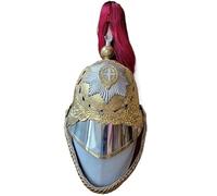 MZICXV Réplica de casco de la Caballería de la Casa Real Británica | Casco de coracero de soldado de la Guardia Real con penacho | Sombreros coleccionables(A)