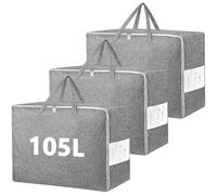 MZJAUVF 3 Piezas Cajas Almacenaje 105L, Plegable Bolsas para Guardar Ropa Con Asa Reforzada, Organizador Armario para Mantas, Edredones, Almohada