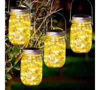 MZJAUVF 4Pcs Farolillos Solares Exterior,IP65 Impermeable Farolillo Solar Exterior, Lampara Solar Exterior con 30 LED, Faroles Solares Exterior Jardin, Luz Solar Exterior para Césped, Bodas, Navidad