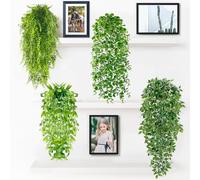 MZJAUVF 4PCS Plantas Artificiales Colgantes, Planta Colgante Artificial con Macetas, Hiedra Artificial Exterior, Plantas Artificiales Decorativas, Planta Artificial Colgante Realista para Decoración