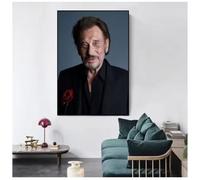 MZOwallpaper Poster De Johnny Hallyday Retrato De Estrella De Rock Cuadro Fotográfico En Lienzo Para La Decoración Del Hogar En La Sala De Estar 50X70 Cm Sin Marco