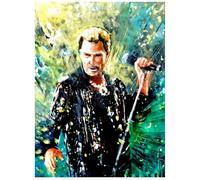MZOwallpaper Poster De Johnny Hallyday Retrato De Estrella De Rock Cuadro Fotográfico En Lienzo Para La Decoración Del Hogar En La Sala De Estar 50X70 Cm Sin Marco