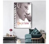MZOwallpaper Poster De Johnny Hallyday Retrato De Estrella De Rock Cuadro Fotográfico En Lienzo Para La Decoración Del Hogar En La Sala De Estar 50X70 Cm Sin Marco