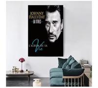 MZOwallpaper Poster De Johnny Hallyday Retrato De Estrella De Rock Cuadro Fotográfico En Lienzo Para La Decoración Del Hogar En La Sala De Estar 50X70 Cm Sin Marco