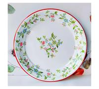 MZPOZB 30cm Enamelled Tea Tray Vintage-Style Thickened Enamel Dish Underglaze-Decorated Heat-Resistant Water(30cm-A)