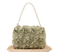 MZPOZB Bolso de hombro con forma de rosa 3D con asa de perlas sintéticas | Bolso bandolera for mujer con cierre de cremallera y correa de cadena desmontable bolso cuadrado pequeño