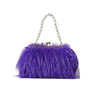 MZPOZB Bolso De Noche De Plumas Bolso bandolera portátil con cadena de perlas y plumas pavo for mujer, bolso peluche avestruz for(Purple)