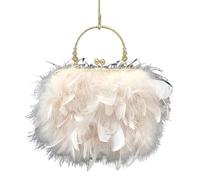 MZPOZB Bolso De Noche De Plumas Bolso de noche con borlas plumas for mujer, tipo clutch, asa metal, ideal for cenas y banquetes(Light pink)