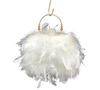MZPOZB Bolso De Noche De Plumas Bolso de noche con borlas plumas for mujer, tipo clutch, asa metal, ideal for cenas y banquetes(White)