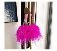 MZPOZB Bolso De Noche De Plumas Bolsos de noche con plumas avestruz for mujer, carteras boda, pequeñas, cadena for el hombro, for fiesta, elegantes, tipo clutch(Rose Red)
